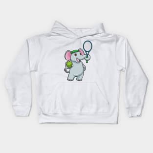 Elephant at Tennis with Tennis racket & Ball Kids Hoodie